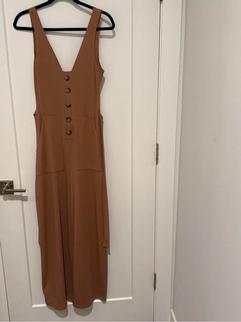 Boohoo Rust Brown Button-Front Maxi Dress